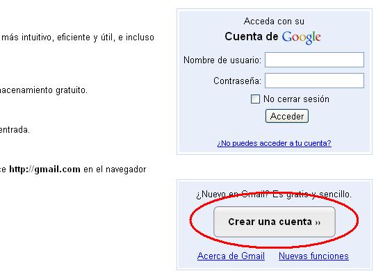 Crear una cuenta de correo Gmail