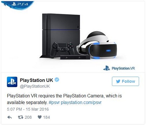 Sony anuncia que no incluirá la cámara PlayStation en PS VR