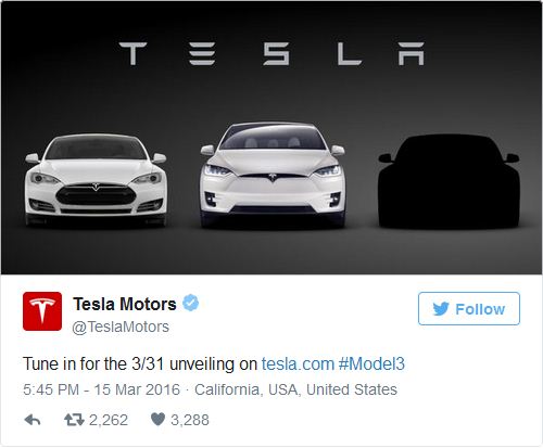 Tesla anuncia revelación de Model 3