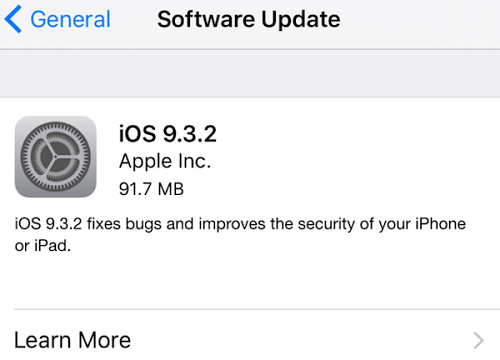 Actualizacion iOS 9.3.2