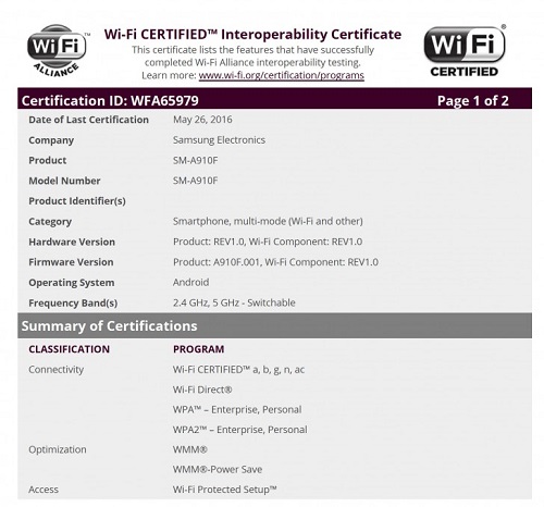 Galaxy A9 Pro WiFi