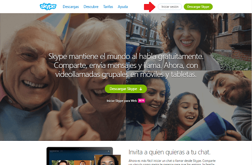 1. Seleccionar la opción Iniciar sesión