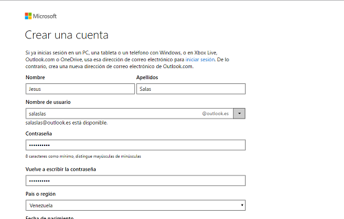 2.Llenar formulario