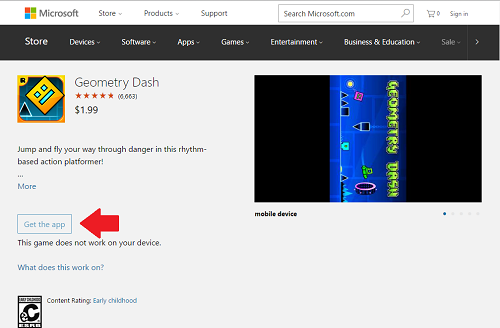 3. Descargar Geometry Dash desde Microsoft Store