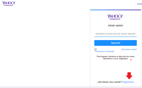 3. Hacer clic en registrarse