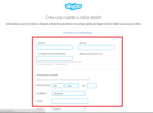 3. Llenar el formulario