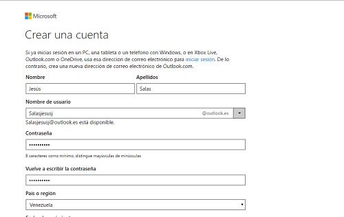 3. Llenar los datos