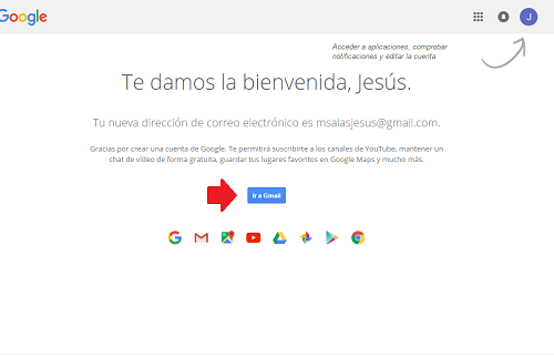 4. Cliquear en Ir a Gmail