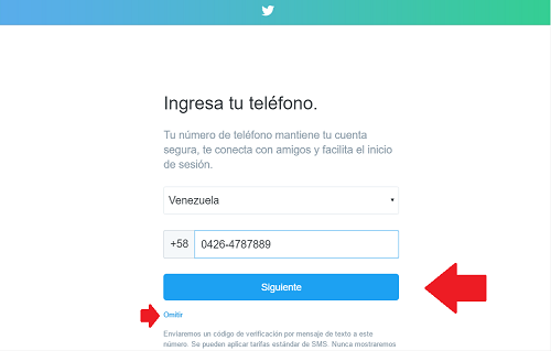 4. Ingresar número u omitir el paso