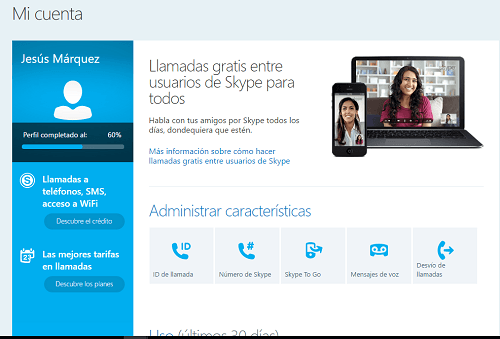 5. Cuenta registrada en Skype
