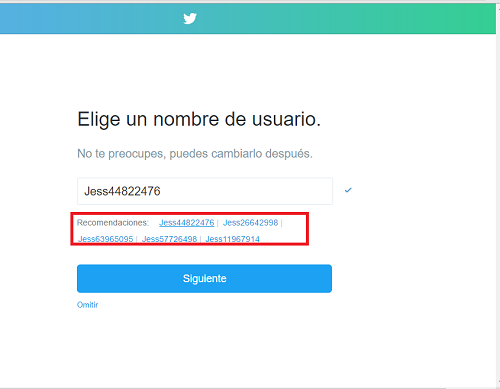 5. Elegir nombre de usuario