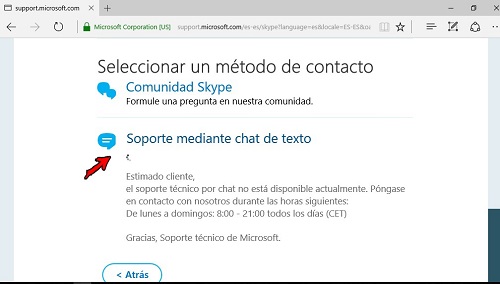 7. Soporte mediante chat de texto