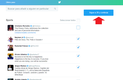 9. Seguir personas y continuar