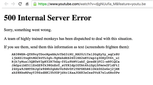 Códigos de error que emitía el sitio web de YouTube