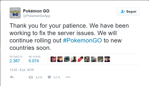 Cuenta de Twitter de Pokémon Go