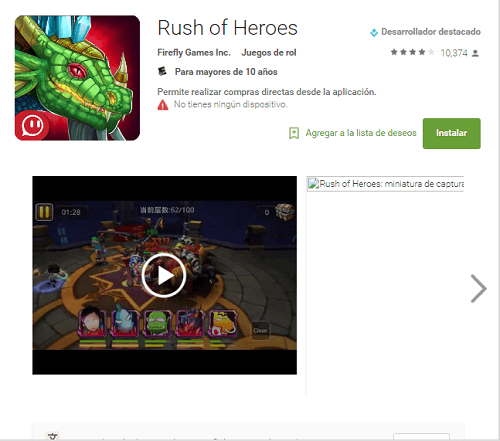 Rush of Heroes para celular