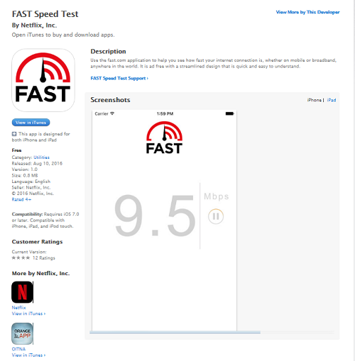 FAST Speed Test se encuentra disponible en iTunes