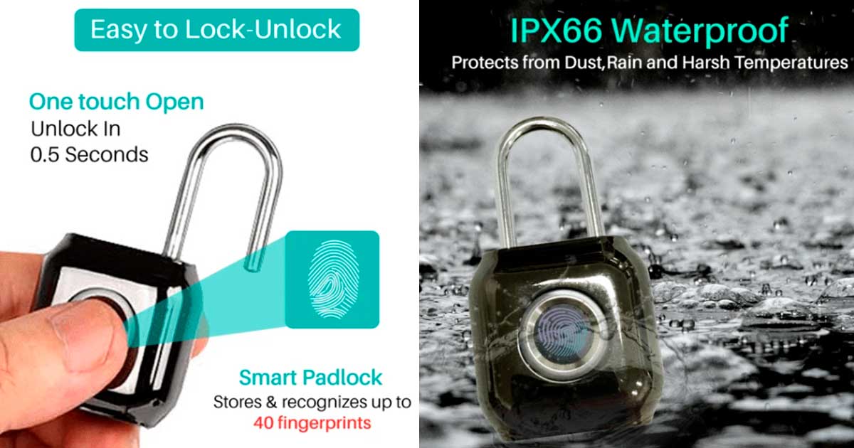 Candado inteligente Portronics 'Biolock' con desbloqueo de huellas dactilares