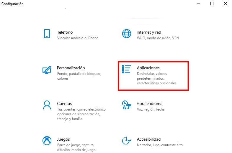 Desinstalar aplicaciones de Microsoft Store a través de la configuración