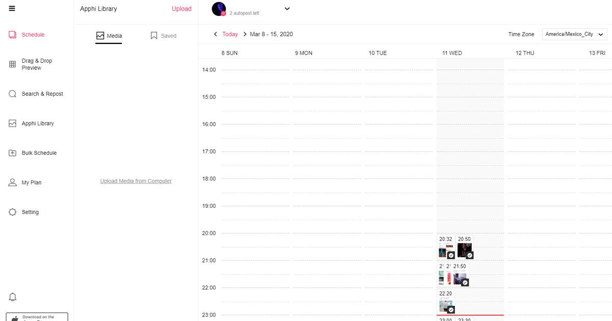 Horario y Autopost programar publicaciones instragram apph