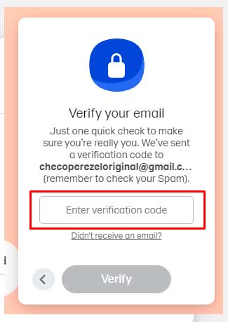Introducir código de verificacion WeTransfer