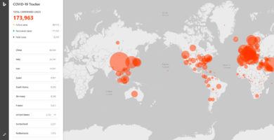 Microsoft lanza mapa interactivo para seguir el avance del Coronavirus