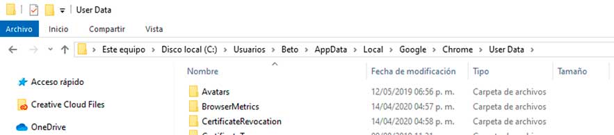 Datos de usuario