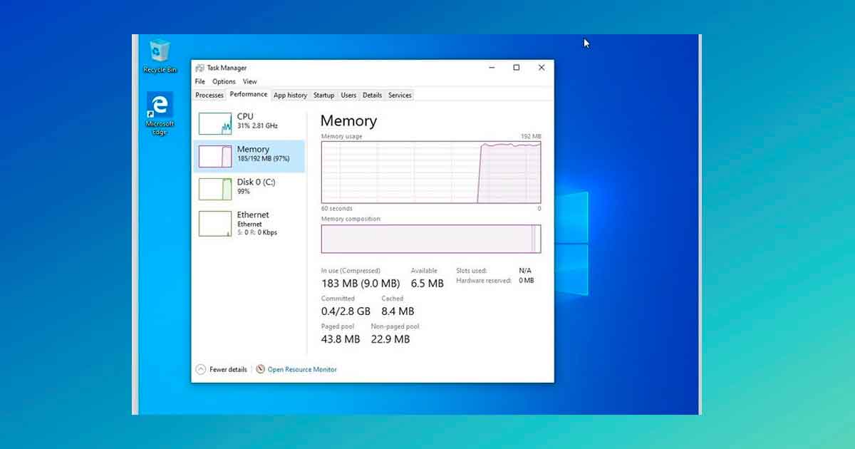 El experimento de un usuario de Twitter muestra que Windows 10 se ejecuta en una máquina de 192 MB de RAM