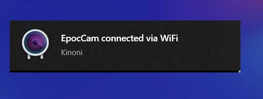 EpocCam se conectó a través de Wi-Fi
