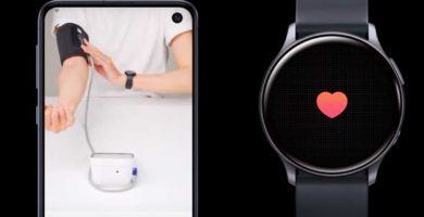 Samsung Galaxy Watch Active 2 con app que monitorea la presión arterial