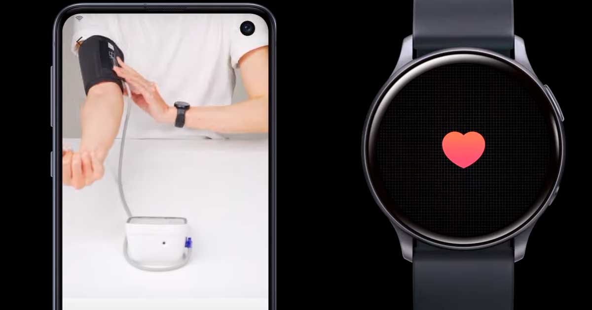 Samsung Galaxy Watch Active 2 con app que monitorea la presión arterial