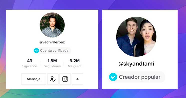 Diferencia entre un creador popular de TikTok y una cuenta verificada