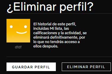 Eliminar perfil
