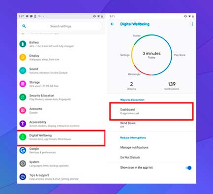 Utilice el bienestar digital en Android