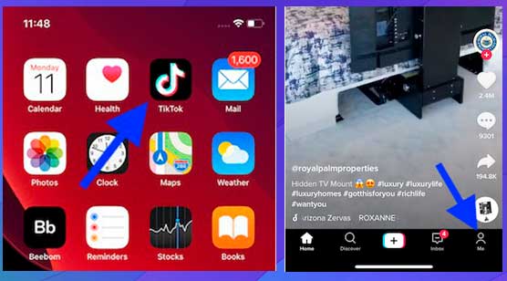 inicie TikTok y toque la pestaña de perfil
