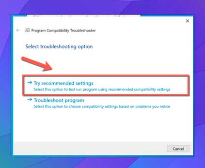 presione el botón Probar configuración recomendada