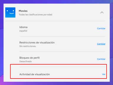seleccione Ver junto a donde dice Actividad de visualización