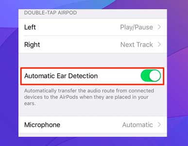 Active la opción Detección automática de oídos.
