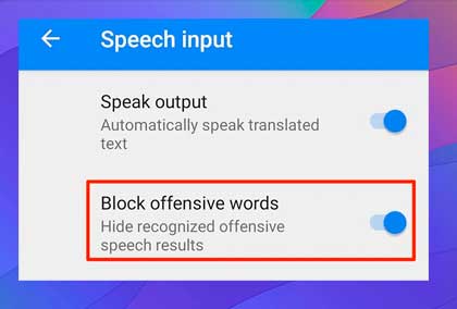 Bloquear palabras ofensivas