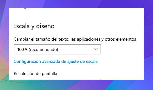Cambiar el tamaño del texto, las aplicaciones y otros elementos