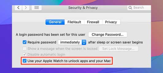 Deshabilita la opción Usar el Apple Watch para desbloquear aplicaciones y Tu Mac