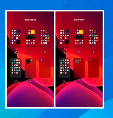 Desmarque la casilla de la página de la pantalla de inicio que desea ocultar