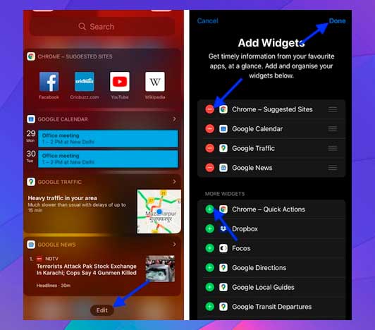 Editar hoy Ver widgets