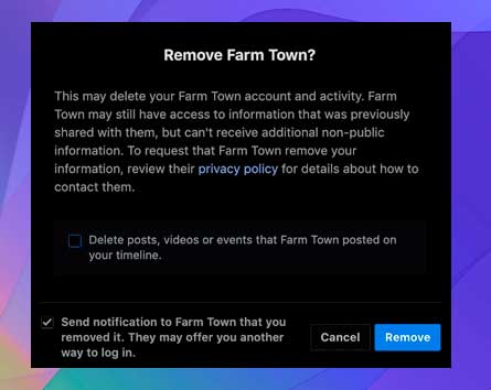 Eliminar esta aplicación y haga clic en Quitar