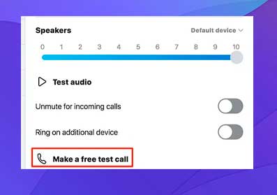 Haga clic en Realizar una llamada de prueba gratuita