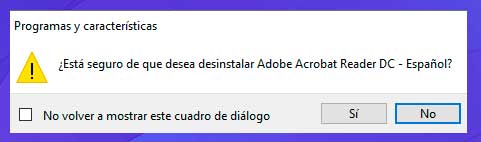 Haga clic en Sí en el mensaje que aparece en la pantalla para desinstalar la actualización