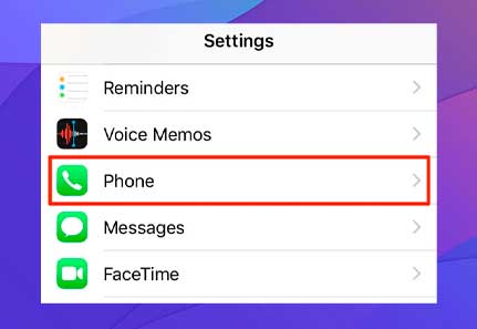 Inicia la aplicación Configuración en tu iPhone y toca Teléfono