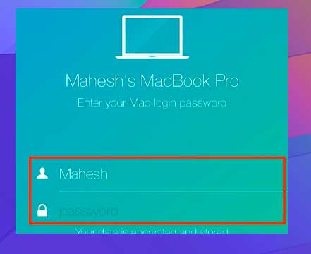 Introduce el nombre de usuario y la contraseña de tu Mac en tu iPhone