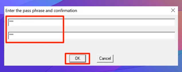 Introduzca la contraseña que se utilizó para ocultar los archivos y haga clic en Aceptar