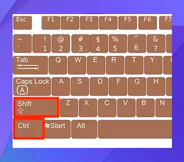 Mantenga pulsados los botones Mayús y Ctrl del teclado